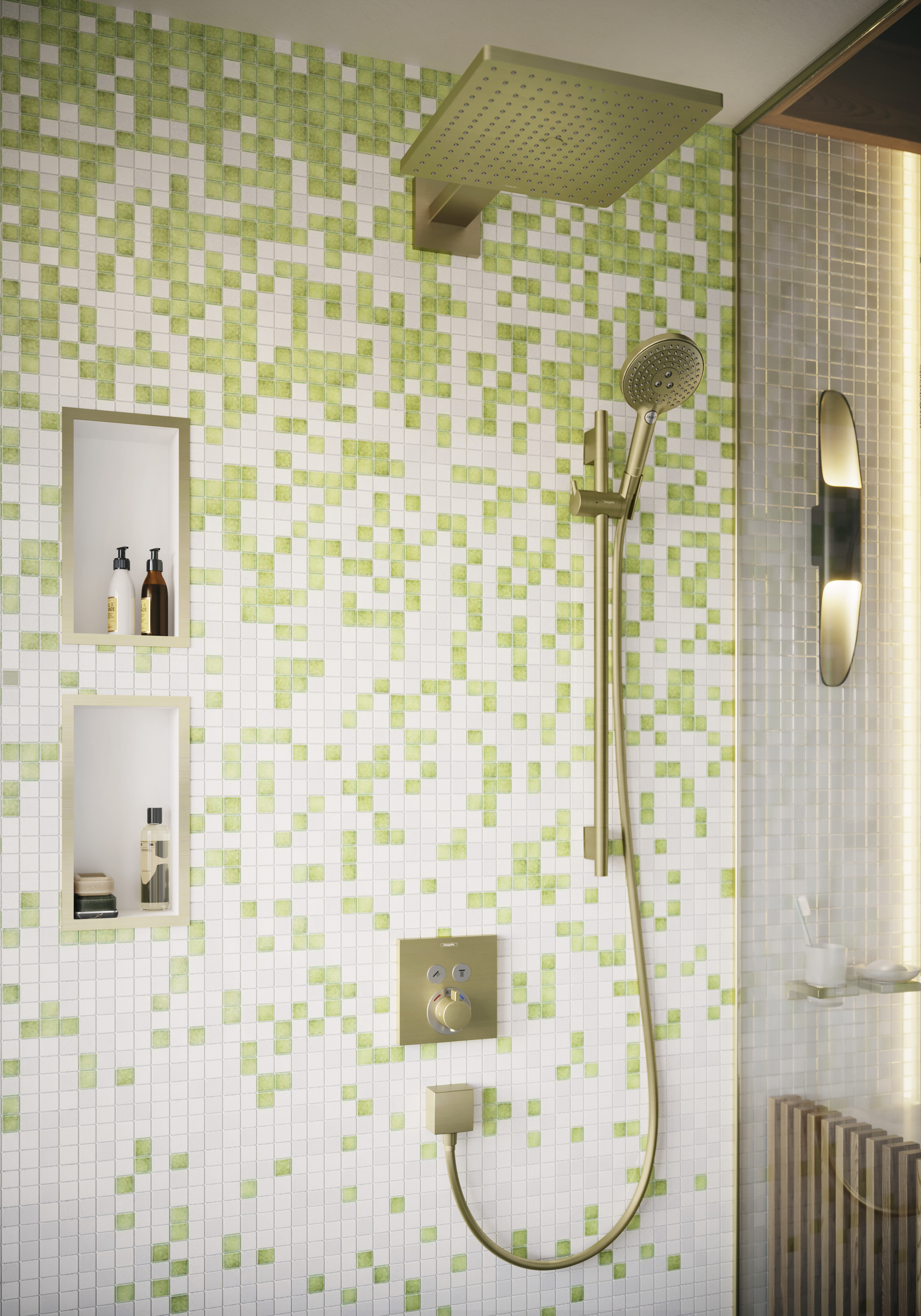 Close-up: Shower bar S Puro 90 cm with Isiflex shower hose 160 cm 1