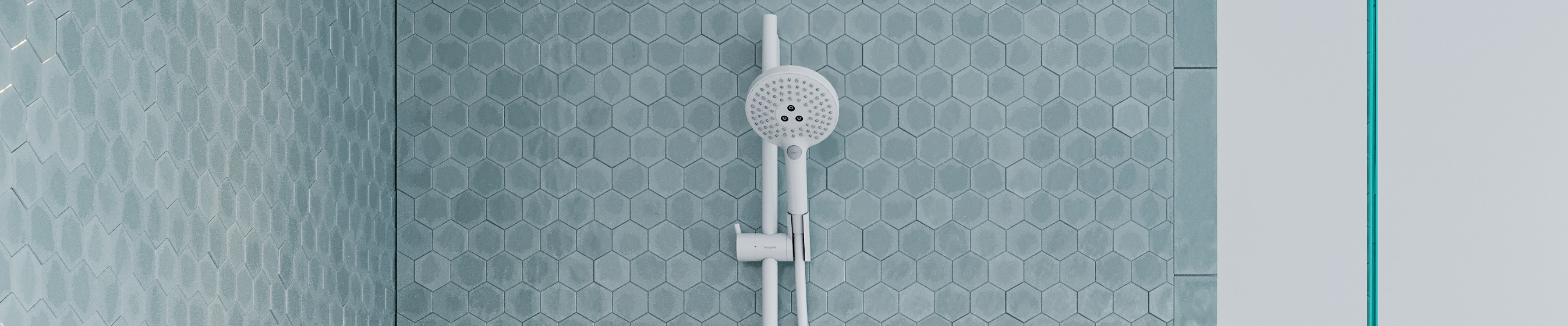 hansgrohe shower set with hand shower in action.